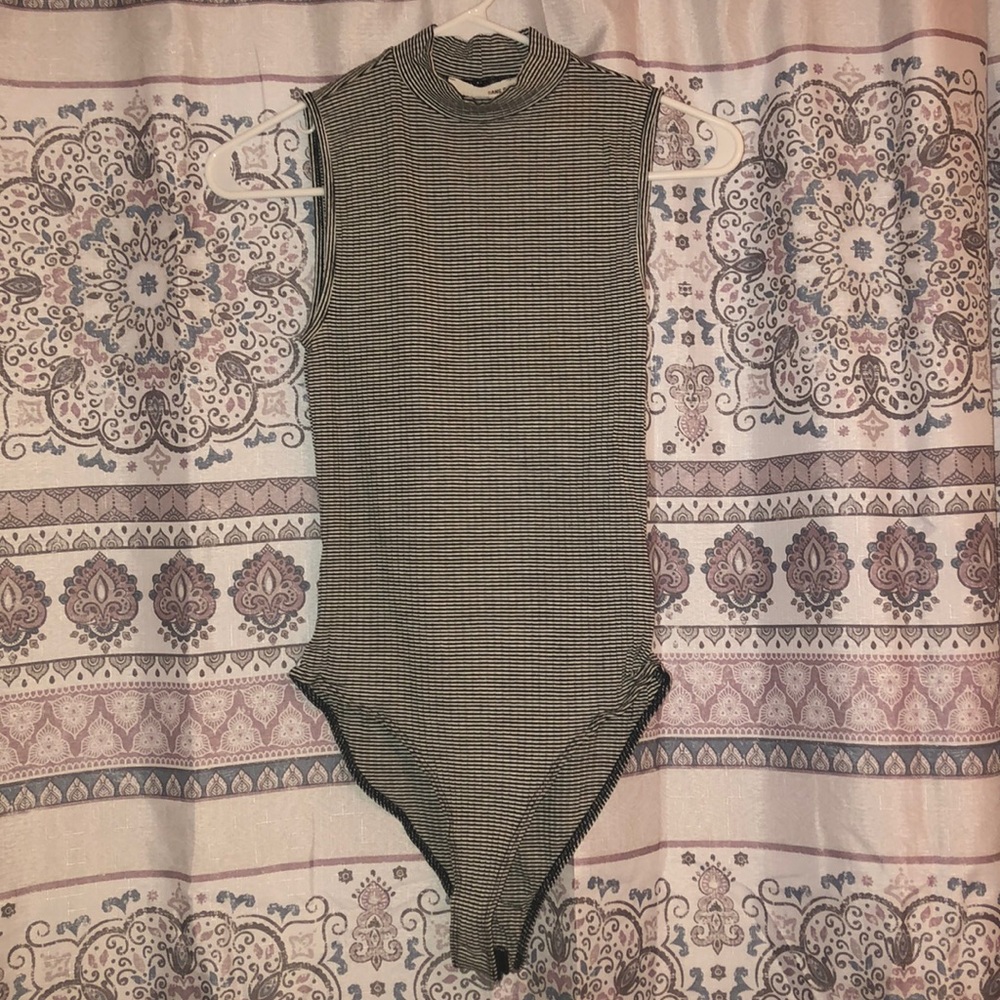 Striped Sleeveless Turtleneck Onesie
